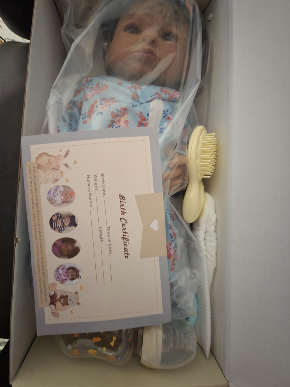 Reborn Baby Doll with Blue Floral Outfit and Accessories